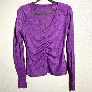 Lululemon Interval Thumbhole Heathered Ultra Violet Long Sleeve Shirt Sz 6